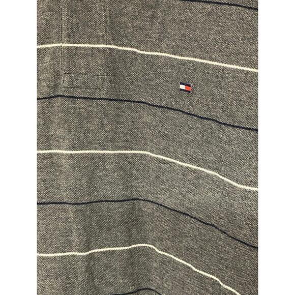 Tommy Hilfiger Mens XL Classic Collar Polo Shirt Gray White Stripe Cotton Office - Picture 3 of 5